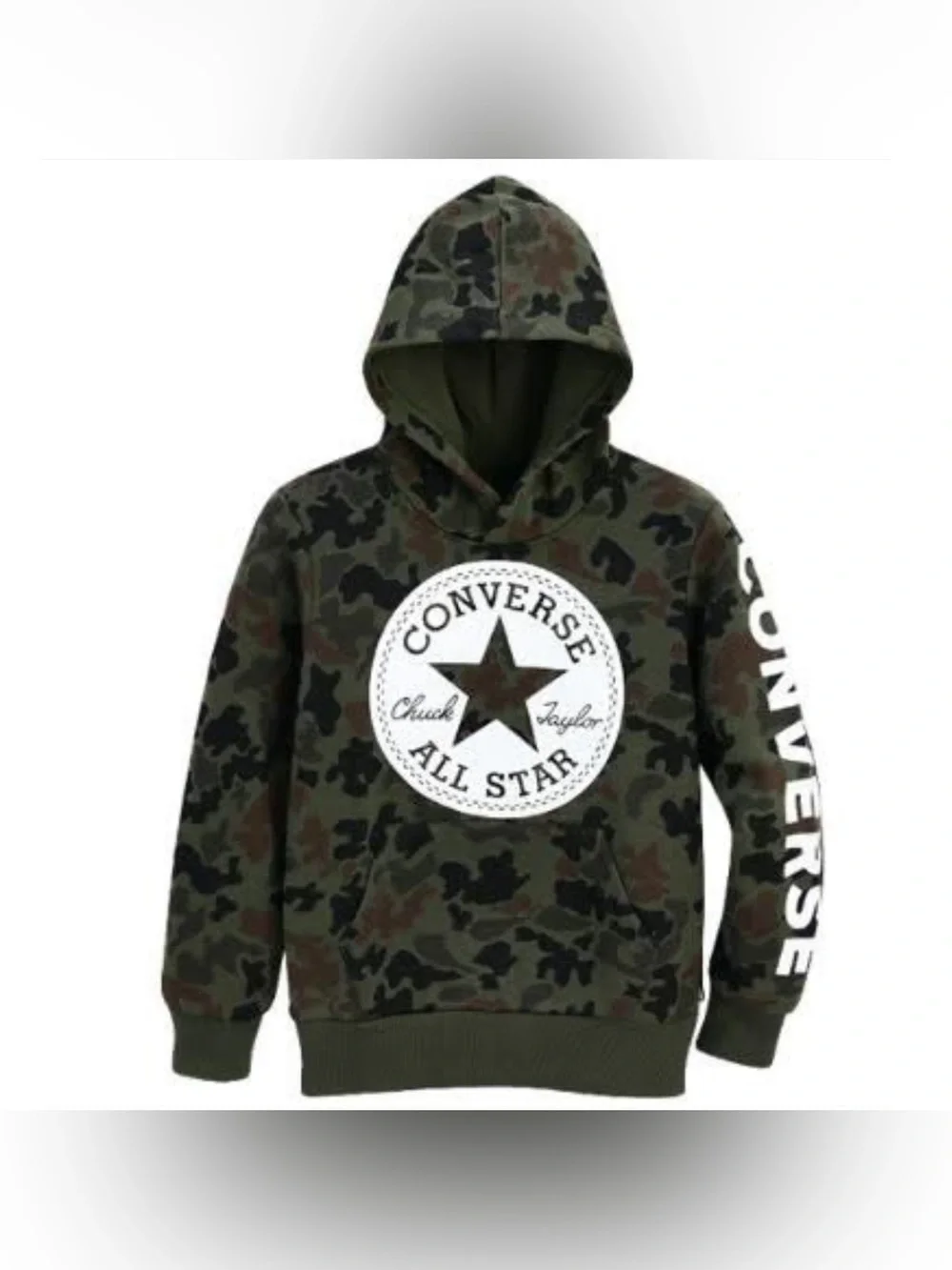 NWT Converse Green Camo Army Hoodie Youth Sz L 12-13 Sports Outdoors School Gorp